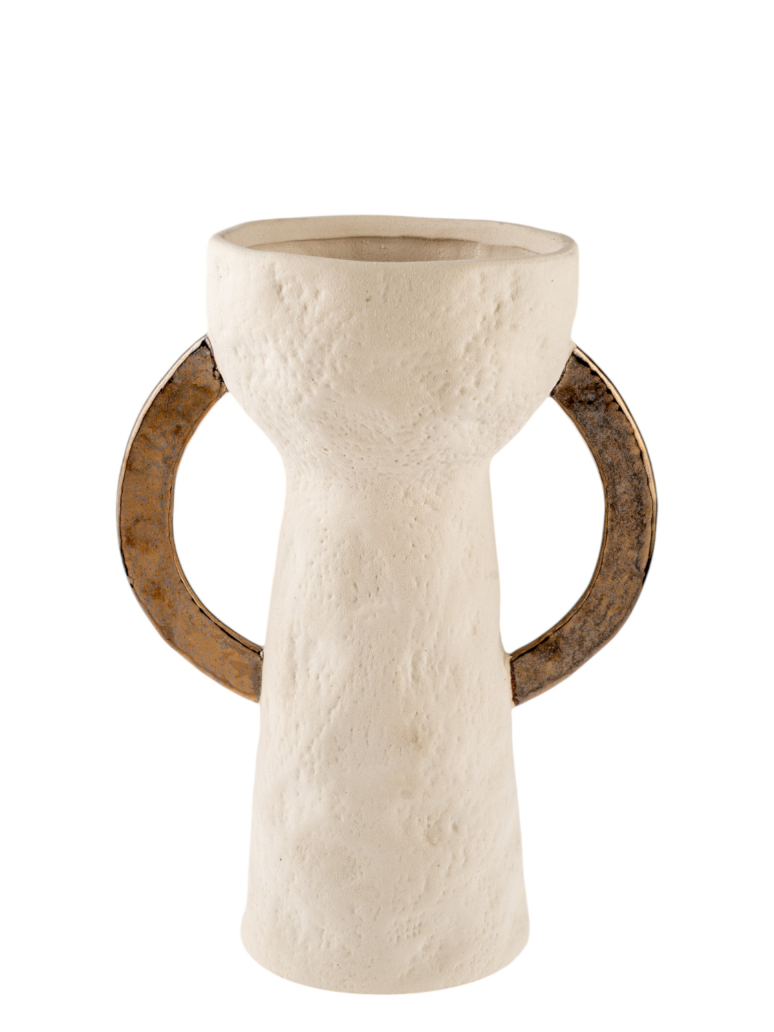 Διακοσμητικά Επιτραπέζια 24home - ΣΗΜΑΝΤΙΚΟ: Σε περίπτωση διαφοράς τιμής από το κατάστημα ισχύει παντα και μόνο η τιμή του καταστήματος Βάζο Κεραμικό Σαγρέ Μπεζ-Μπρονζέ Με Χερούλια 18x16x32εκ