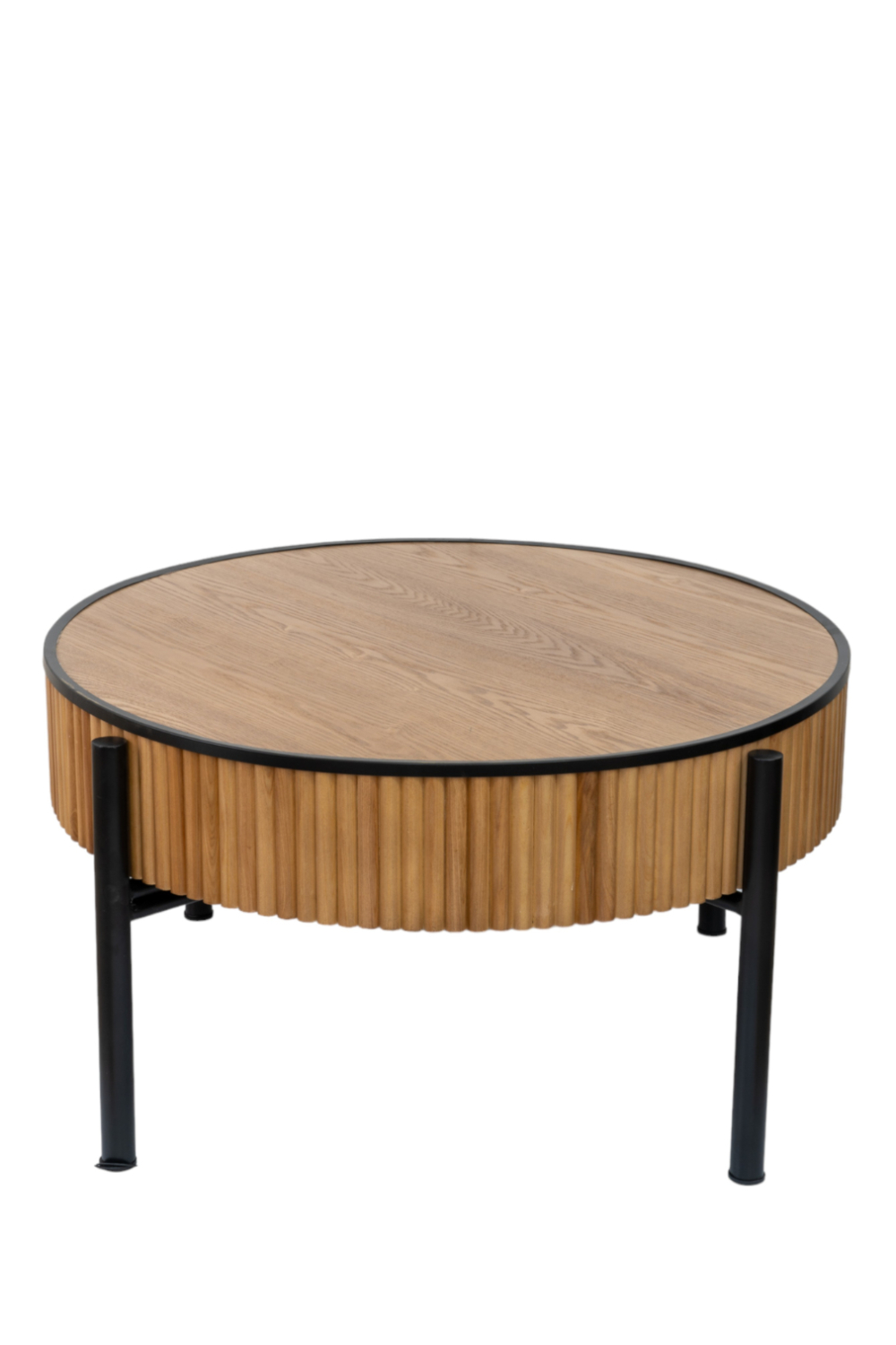 Τραπεζάκι Στρογγυλό Ξύλινο-Μεταλλικό Μαύρο-Καφέ 80x44εκ