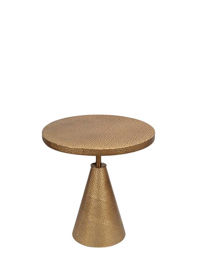 Τραπέζι Βοηθητικό Μεταλλικό Σφυρίλατο Χρυσό 50x50x52εκ.