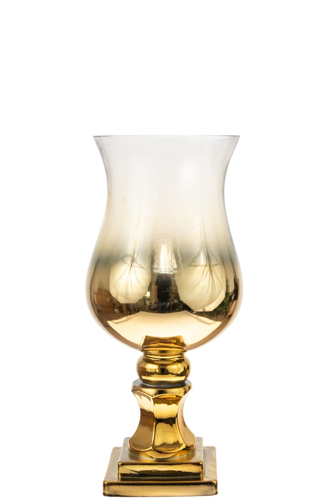 Διακοσμητικά Επιτραπέζια 24home - ΣΗΜΑΝΤΙΚΟ: Σε περίπτωση διαφοράς τιμής από το κατάστημα ισχύει παντα και μόνο η τιμή του καταστήματος Κηροπήγιο Χειροποίητο Φυσητό Γυαλί Χρυσό 10,3x32εκ. Zen