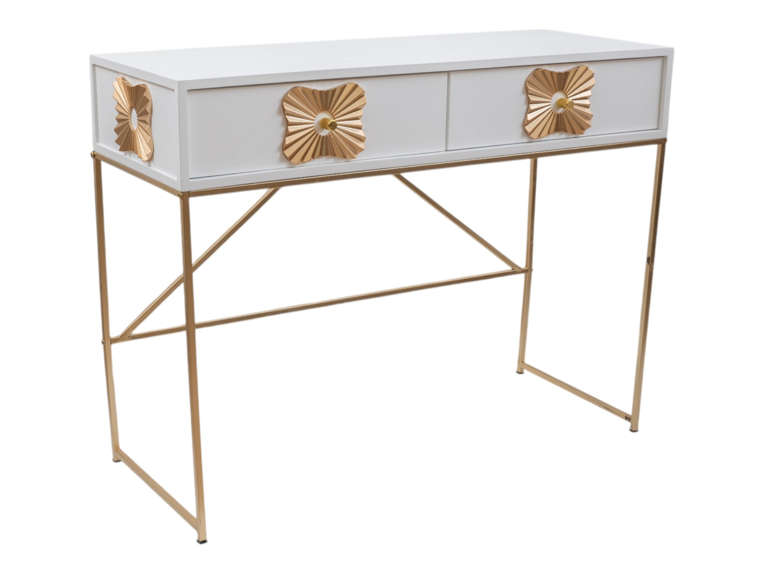 ZEN COLLECTION Κονσόλα Mdf Λευκή-Χρυσή 100x39x77εκ. Zen Collection 24.39.51291 (Υλικό: Mdf, Χρώμα: Λευκό) - ZEN COLLECTION - 24.39.51291