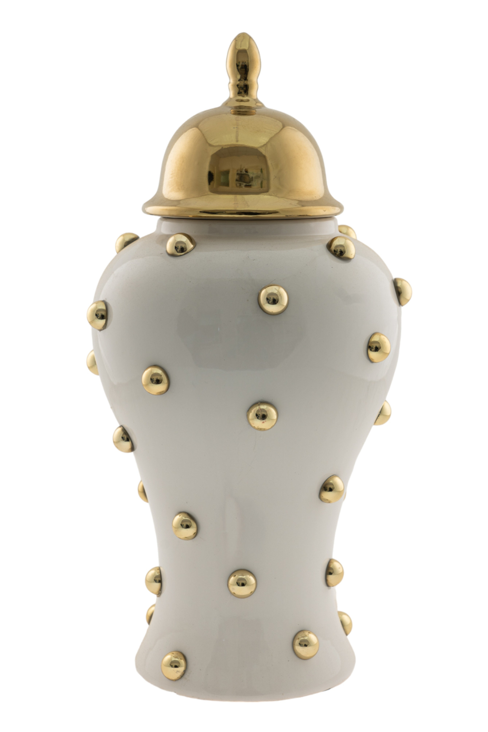 ZEN COLLECTION Βάζο Κεραμικό Με Καπάκι Λευκό-Χρυσό 22x45εκ. Zen Collection 24.2.49736 (Υλικό: Κεραμικό, Χρώμα: Λευκό) - ZEN COLLECTION - 24.2.49736