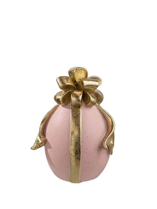 Διακοσμητικό Πασχαλινό Αυγό Με Φιόγκο Polyester Ροζ-Χρυσό 9,5x10,5x15,3εκ. Zen Collection 26.6.52450 (Υλικό: Polyester, Χρώμα: Ροζ) - ZEN COLLECTION - 26.6.52450