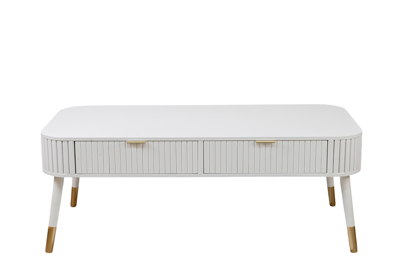 Τραπεζάκι Σαλονιού Ξύλινο-Μεταλλικό Λευκό 120x60x45εκ. 