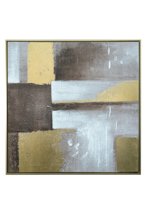 Πίνακας Καμβάς Γεωμετρικα Σχέδια Μπεζ-Χρυσό 80x4x80εκ. 