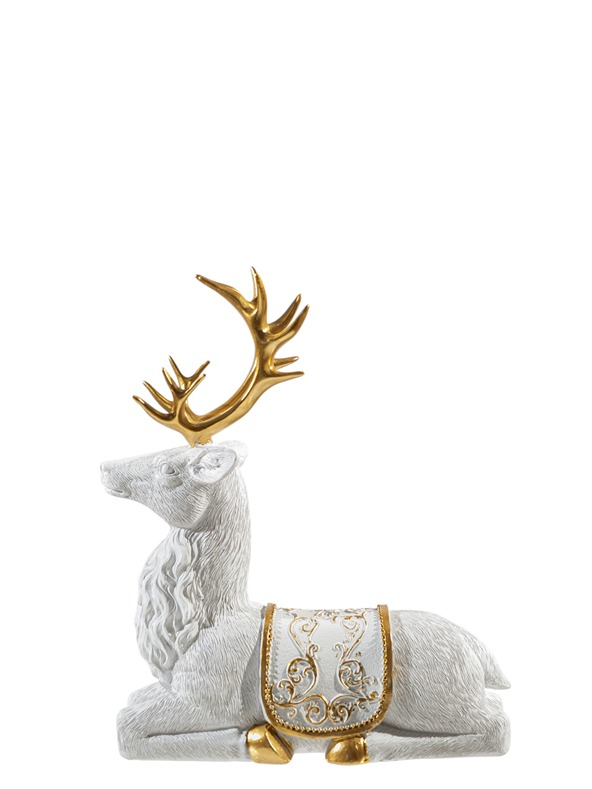 Χριστουγεννιάτικος Διακοσμητικός Τάρανδος Polyester Λευκός-Χρυσός 19,8x8x22εκ. Zen Collection 25.42.51979 (Υλικό: Polyester, Χρώμα: Λευκό) - ZEN COLLECTION - 25.42.51979