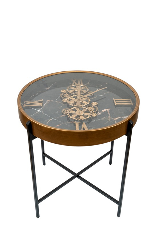 Έπιπλα σαλονιού 24home - ΣΗΜΑΝΤΙΚΟ: Σε περίπτωση διαφοράς τιμής από το κατάστημα ισχύει παντα και μόνο η τιμή του καταστήματος Τραπέζι-Ρολόι Μεταλλικό Χρυσό Ματ-Μαύρο 64x64x67εκ. Zen