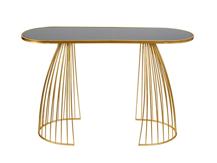 Έπιπλα σαλονιού 24home - ΣΗΜΑΝΤΙΚΟ: Σε περίπτωση διαφοράς τιμής από το κατάστημα ισχύει παντα και μόνο η τιμή του καταστήματος Κονσόλα Μεταλλική Με Τζάμι Χρυσή-Μαύρη 120x40x80εκ. Zen