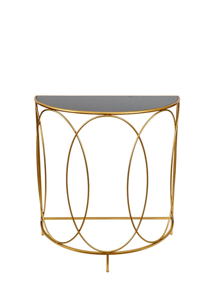 Έπιπλα σαλονιού 24home - ΣΗΜΑΝΤΙΚΟ: Σε περίπτωση διαφοράς τιμής από το κατάστημα ισχύει παντα και μόνο η τιμή του καταστήματος Κονσόλα Οβάλ Μεταλλική Με Τζάμι Χρυσή-Μαύρη 75x37,5x81ε