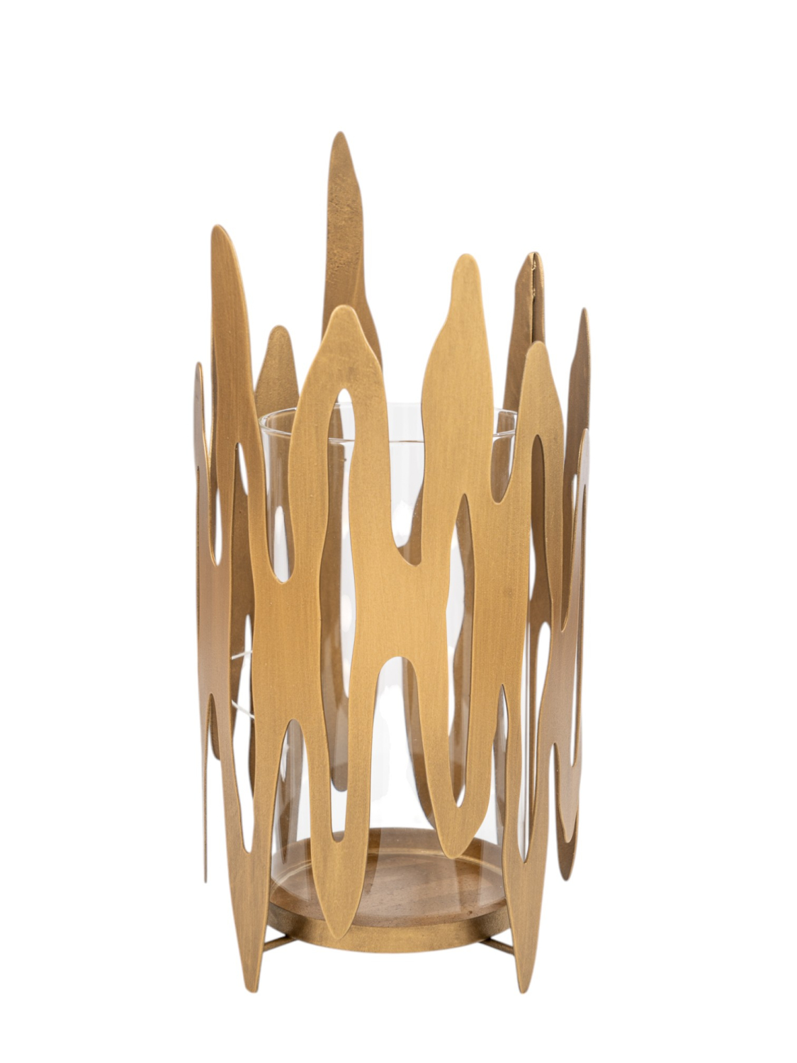 ZEN COLLECTION - ΣΗΜΑΝΤΙΚΟ: Σε περίπτωση διαφοράς τιμής από το κατάστημα ισχύει παντα και μόνο η τιμή του καταστήματος Κηροπήγιο Μεταλλικό Χρυσό Με Γυαλί 14x14x29,5εκ. Zen Co