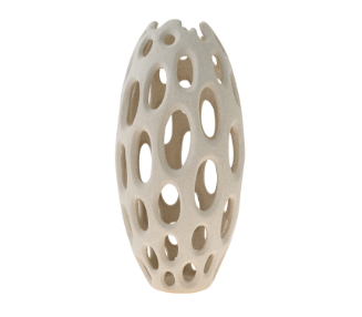 ZEN COLLECTION Βάζο Διακοσμητικό Κεραμικό Διάτρητο Λευκό-Κρεμ 20x20x41εκ. Zen Collection 24.25.50194 (Υλικό: Κεραμικό, Χρώμα: Λευκό) - ZEN COLLECTION - 24.25.50194