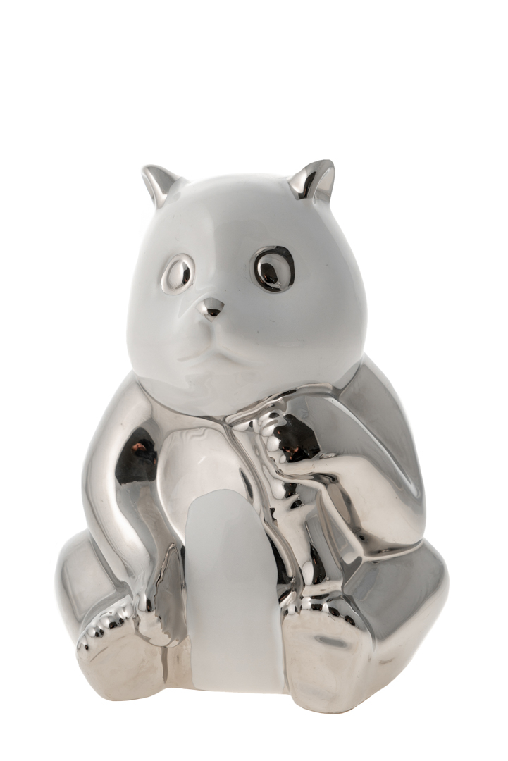 Διακοσμητικά Επιτραπέζια 24home - ΣΗΜΑΝΤΙΚΟ: Σε περίπτωση διαφοράς τιμής από το κατάστημα ισχύει παντα και μόνο η τιμή του καταστήματος Διακοσμητική Επιτραπέζια Φιγούρα Κεραμική Panda Ασημί-Λ