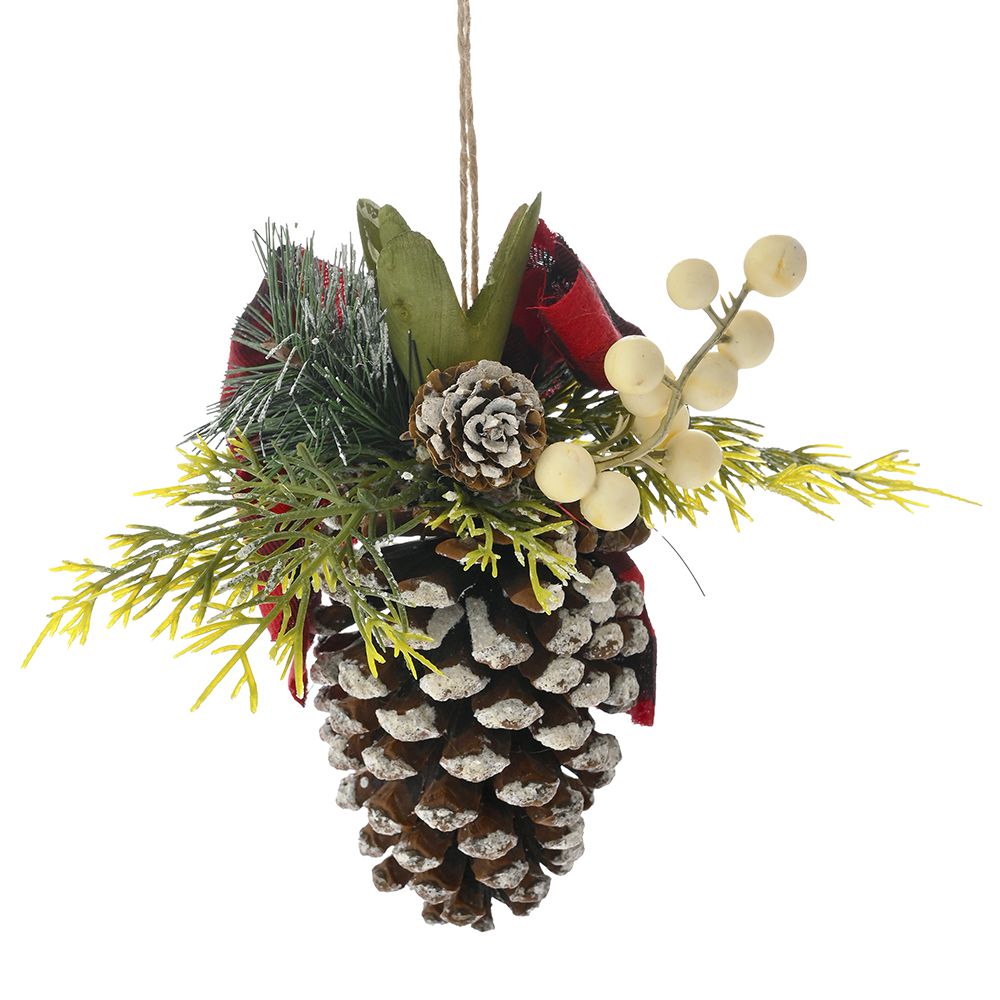 Χριστουγεννιάτικη Κρεμαστή Κουκουνάρα Στολισμένη iliadi