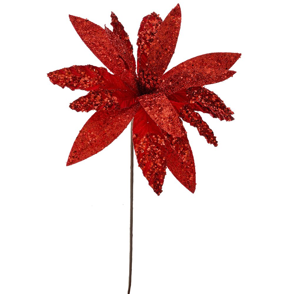 Iliadis Χριστουγεννιάτικο Αλεξανδρινό Κόκκινο Glitter iliadis 50εκ. 79192 (Σετ 4 Τεμάχια) (Χρώμα: Κόκκινο) - Iliadis - il_79192
