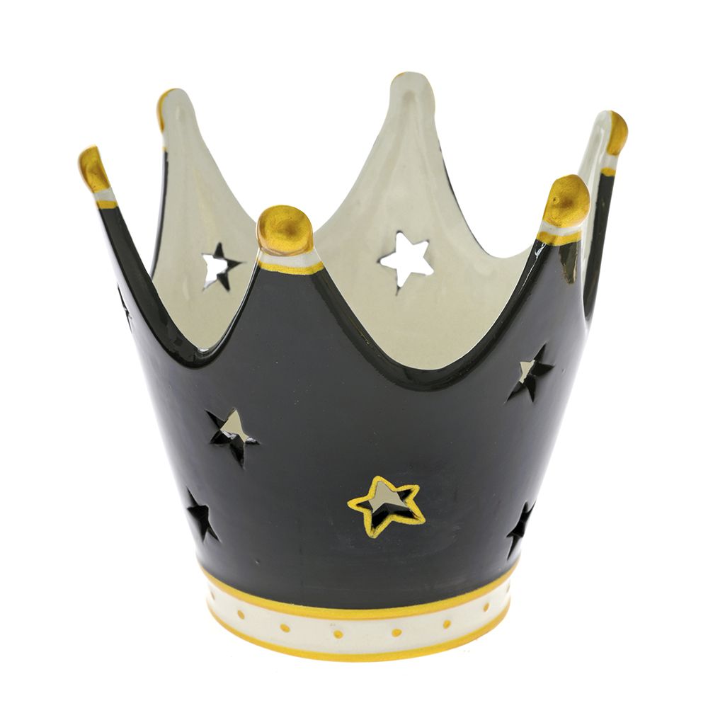 Διακοσμητική Επιτραπέζια Κορώνα Κεραμική Μαύρη-Λευκή il