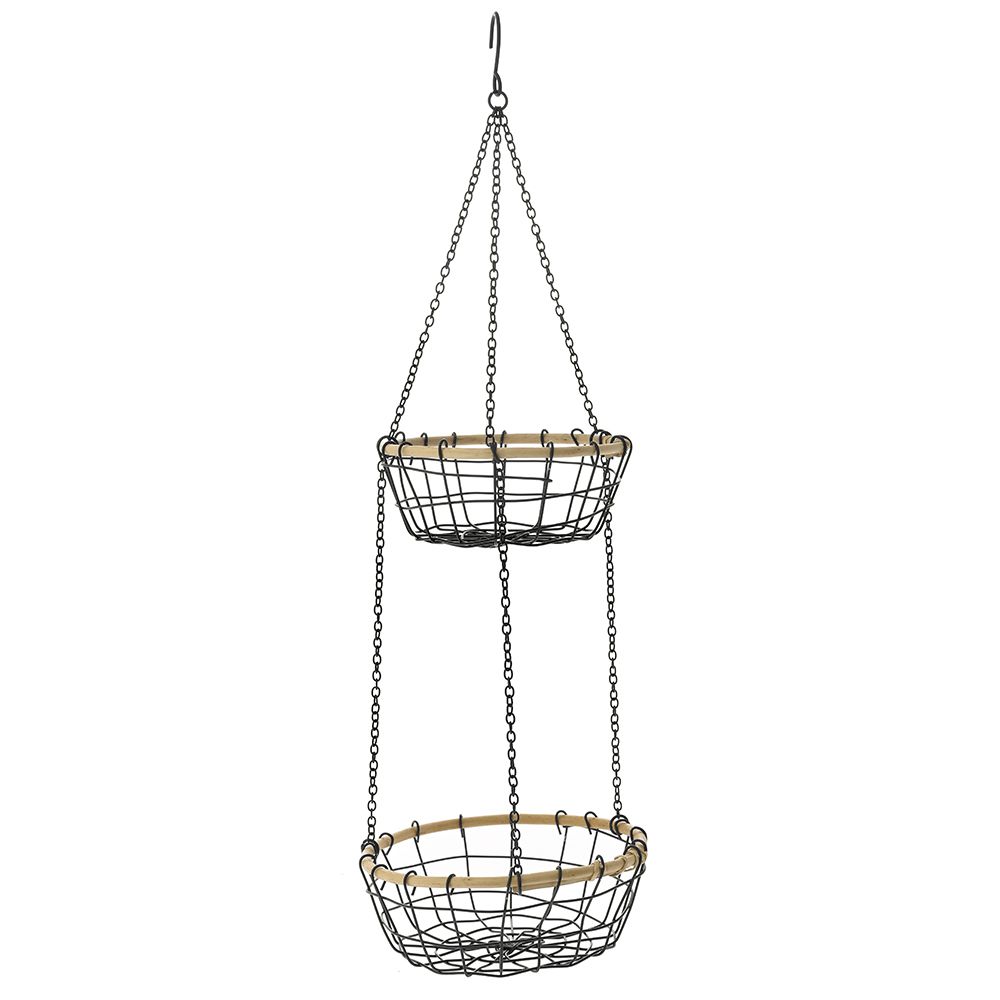 Καλάθι Διπλό Κρεμαστό Μεταλλικό Μαύρο Φ22x9εκ.-Φ19x8εκ.