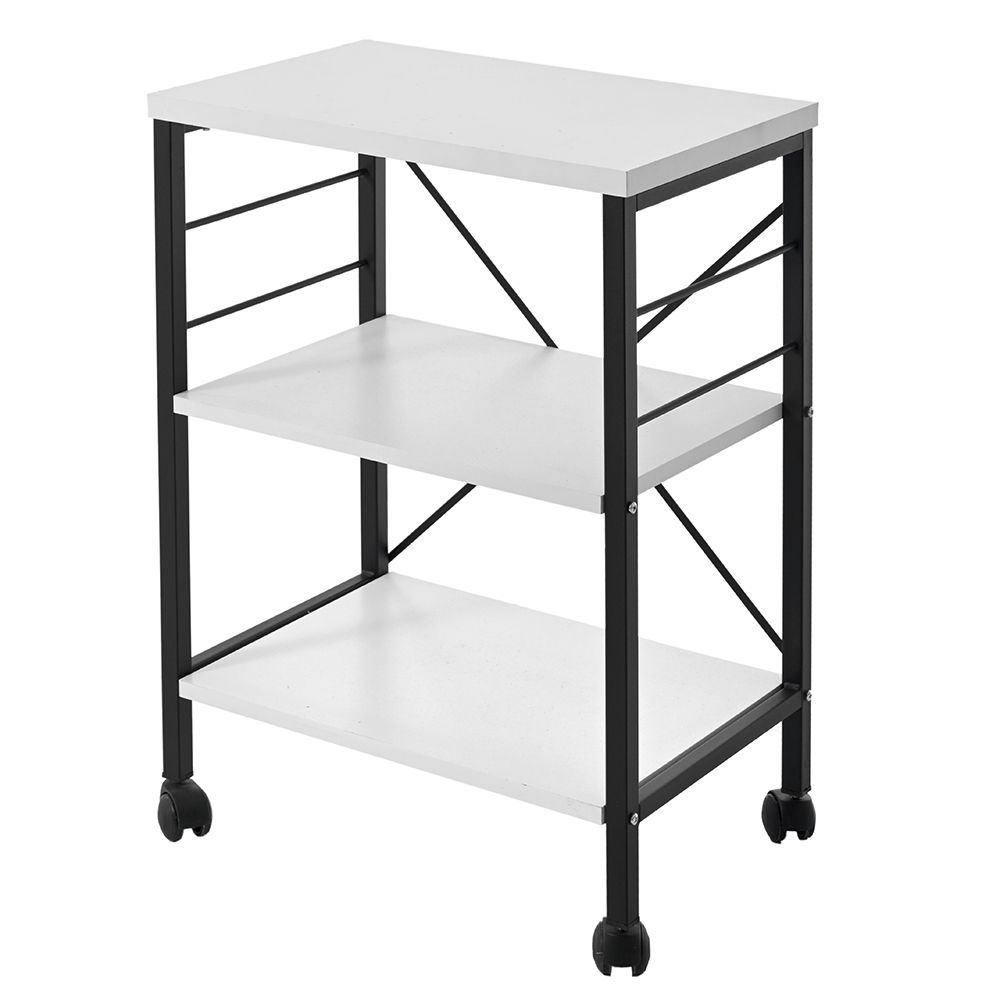 Έπιπλα σαλονιού 24home - ΣΗΜΑΝΤΙΚΟ: Σε περίπτωση διαφοράς τιμής από το κατάστημα ισχύει παντα και μόνο η τιμή του καταστήματος Ραφιέρα 3 Θέσεων Τροχήλατη Λευκή-Μαύρη 60x40x75εκ. ilia