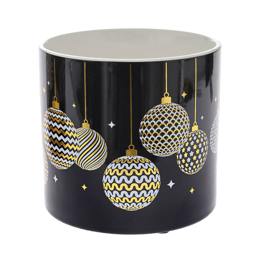 Χριστουγεννιάτικο Κασπώ Κεραμικό Μαύρο-Χρυσό iliadis 13×12εκ. 82160 (Υλικό: Κεραμικό, Χρώμα: Μαύρο) – Iliadis – il_82160