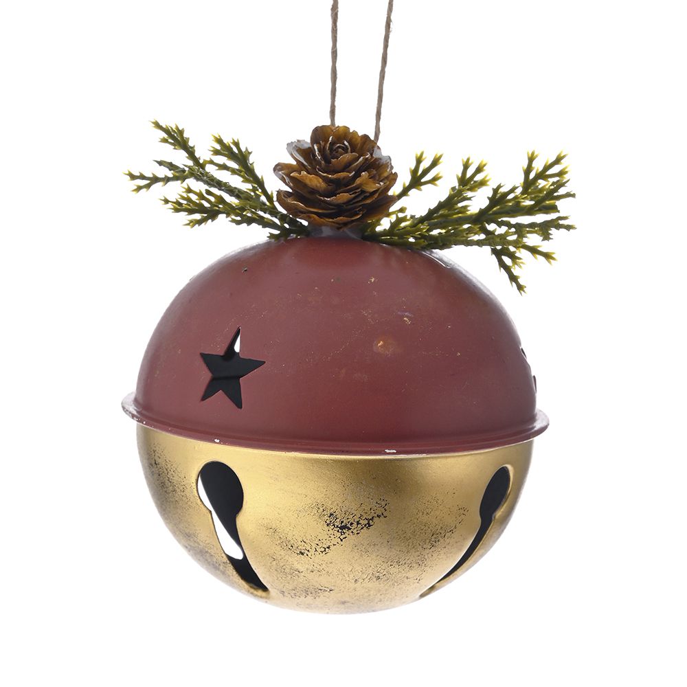 Χριστουγεννιάτικο Κουδούνι Κρεμαστό Μεταλλικό Μπορντώ-Χ