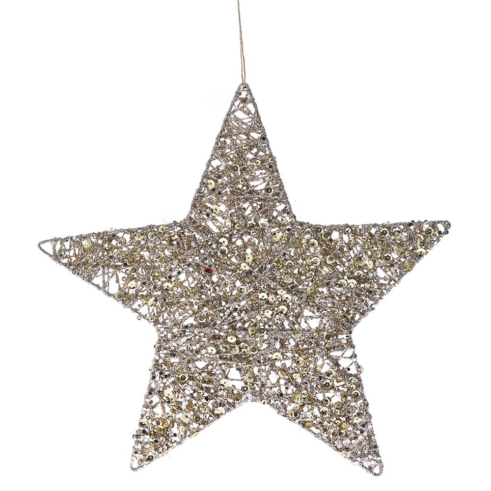 Χριστουγεννιάτικο Αστέρι Κρεμαστό Σαμπανί 25εκ. iliadis