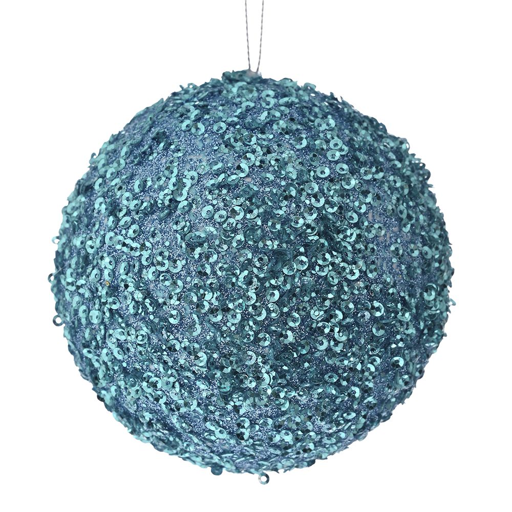 Χριστουγεννιάτικη Μπάλα Polyfoam Γαλάζια Glitter 12εκ. 