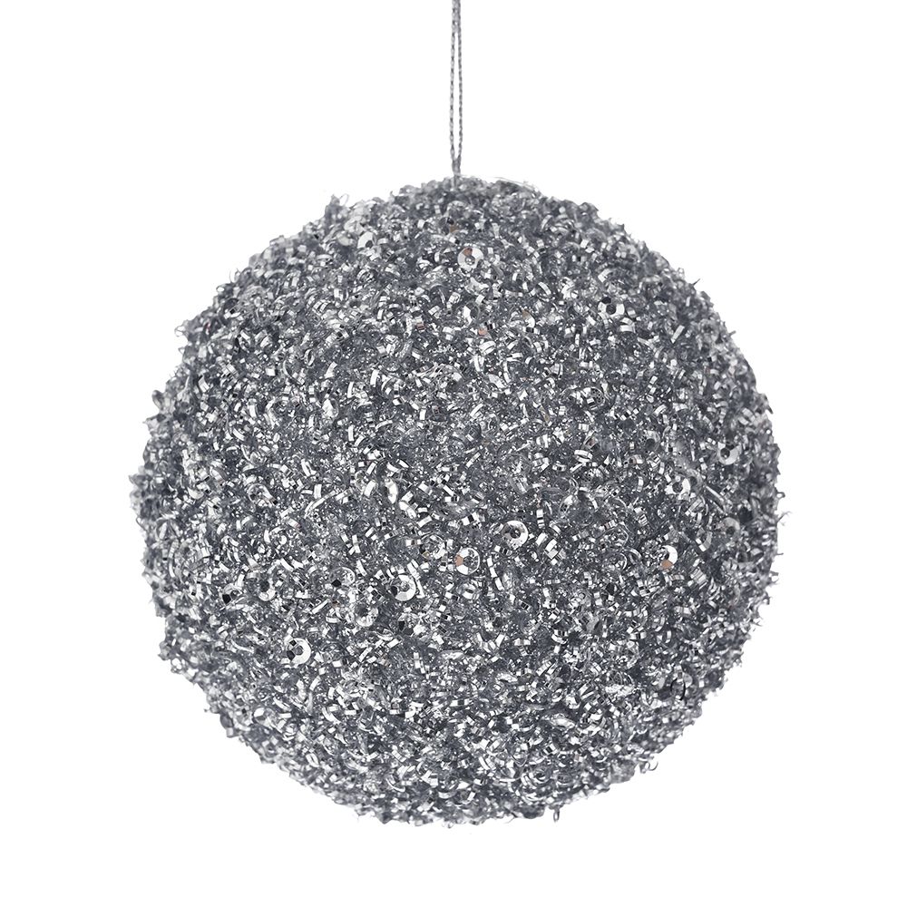 Χριστουγεννιάτικη Μπάλα Polyfoam Ασημί Glitter 8εκ. ili