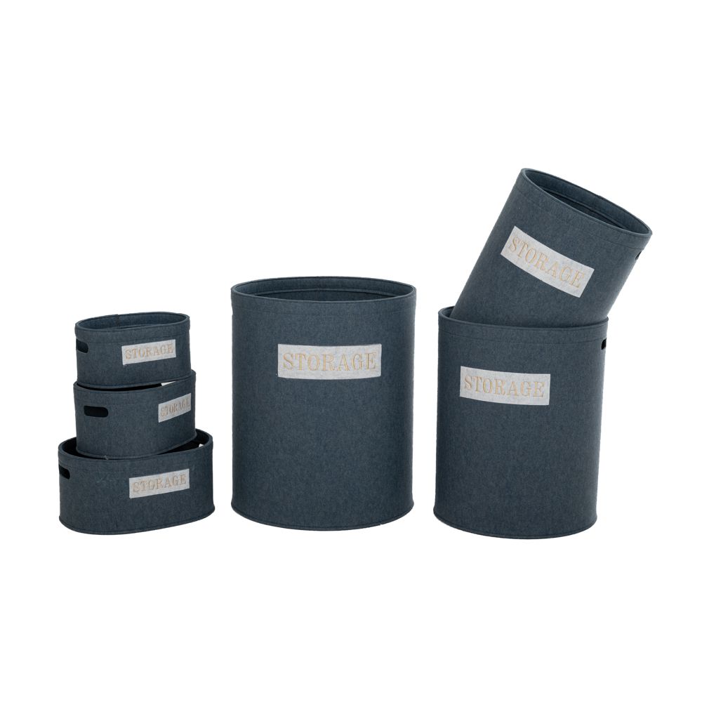 Καλάθι Σετ 6τμχ Τσόχινα Γκρι STORAGE 48x35x55εκ.-26x18x14εκ. iliadis 85768 (Ύφασμα: Τσόχα, Χρώμα: Γκρι) - Iliadis - il_85768