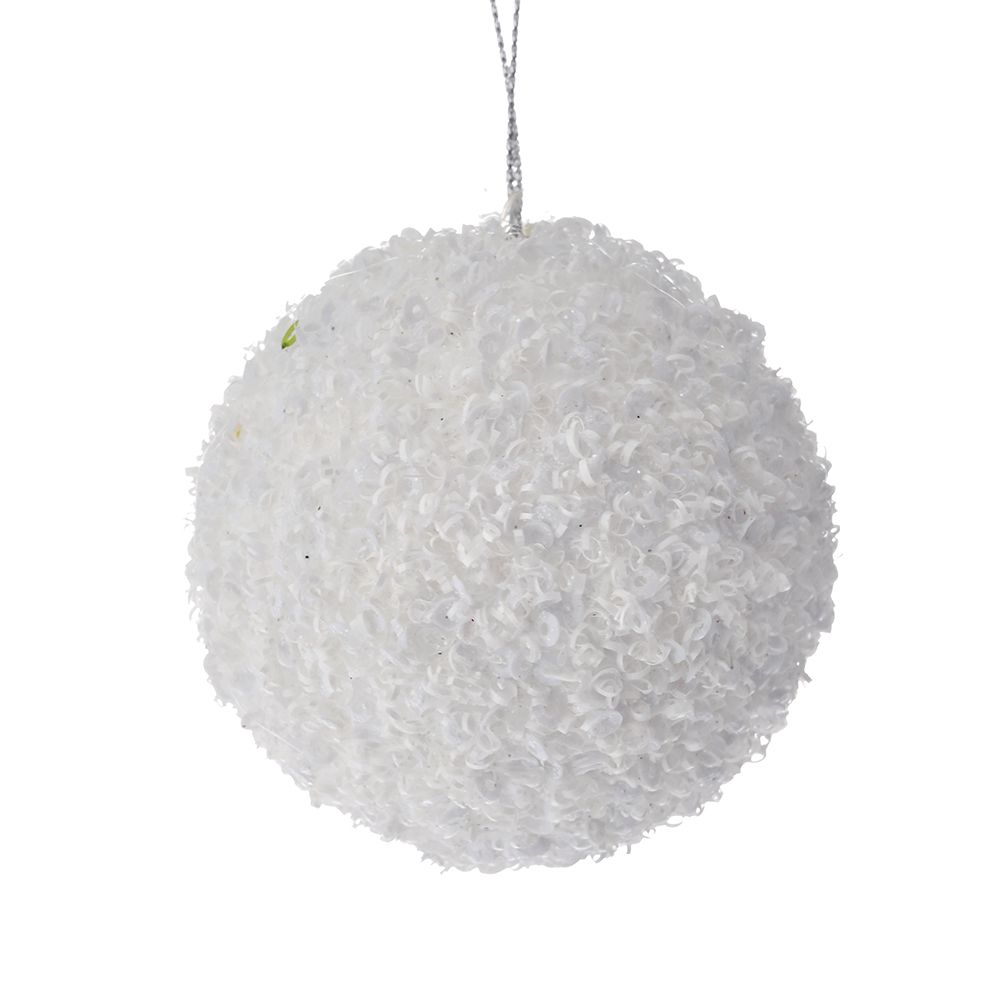 Χριστουγεννιάτικη Μπάλα Polyfoam Λευκή Glitter 6εκ. ili