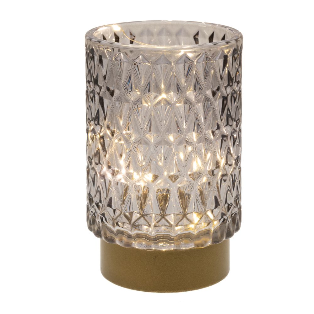 Κηροπήγιο Led Γυάλινο Γκρι 8,5x13εκ. iliadis 87078 (Σετ