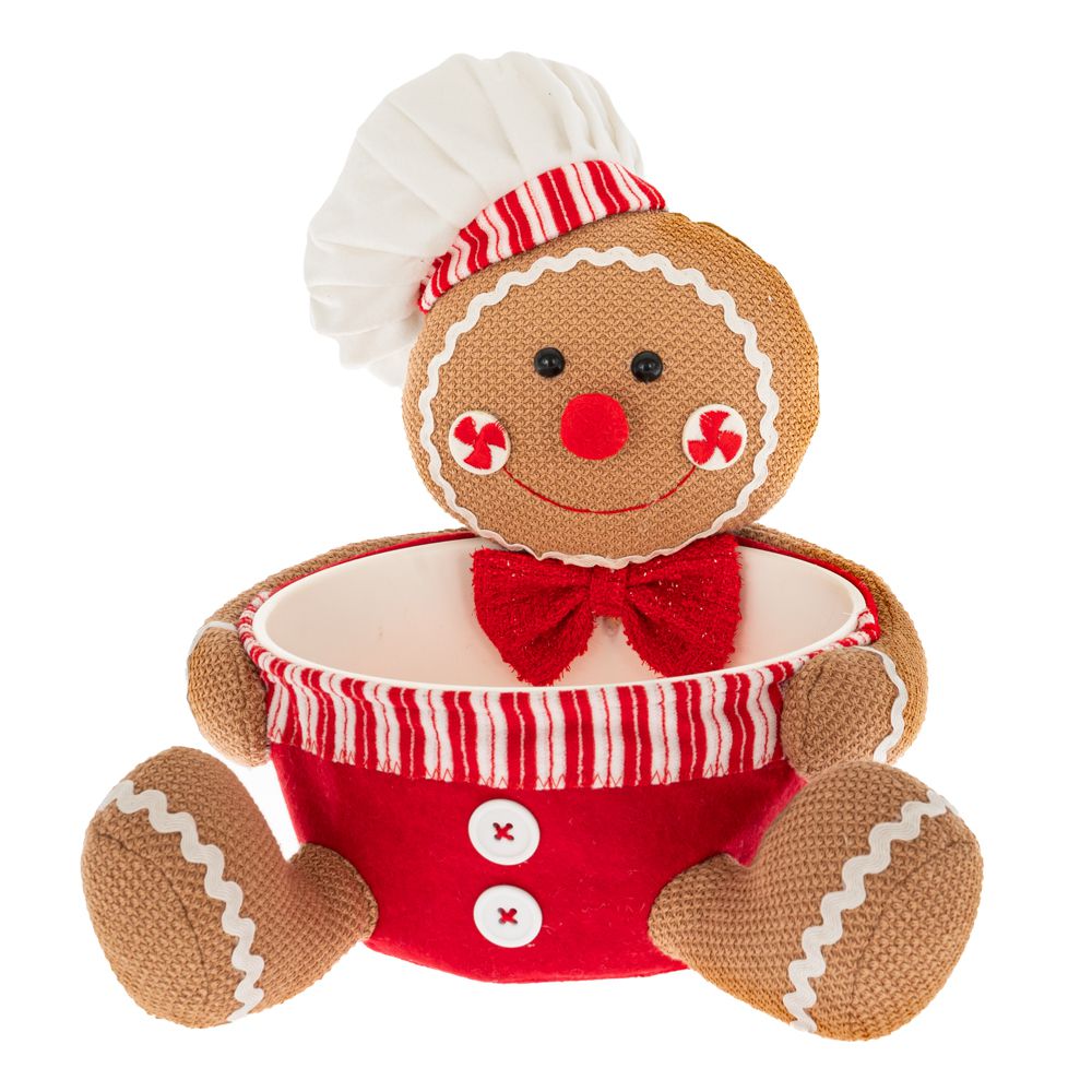 Χριστουγεννιάτικη Φιγούρα Gingerman Υφασμάτινη Καφέ-Κόκ