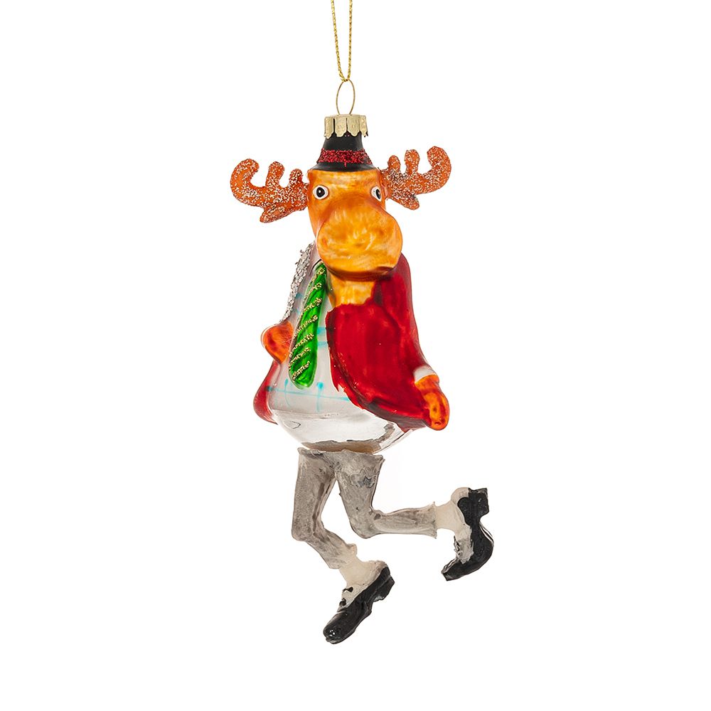 Χριστουγεννιάτικος Τάρανδος Κρεμαστός Γυάλινος Κόκκινος