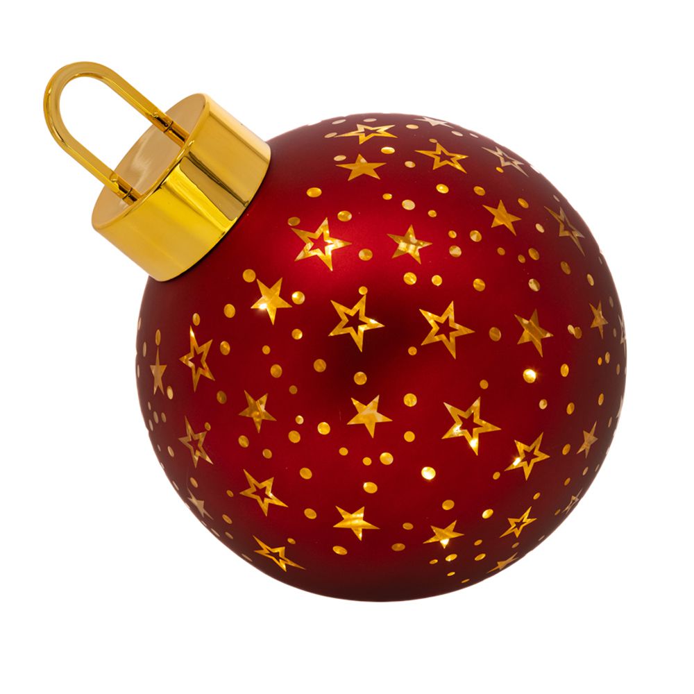 Χριστουγεννιάτικη Διακοσμητική Μπάλα Με Led Γυάλινη Κόκ