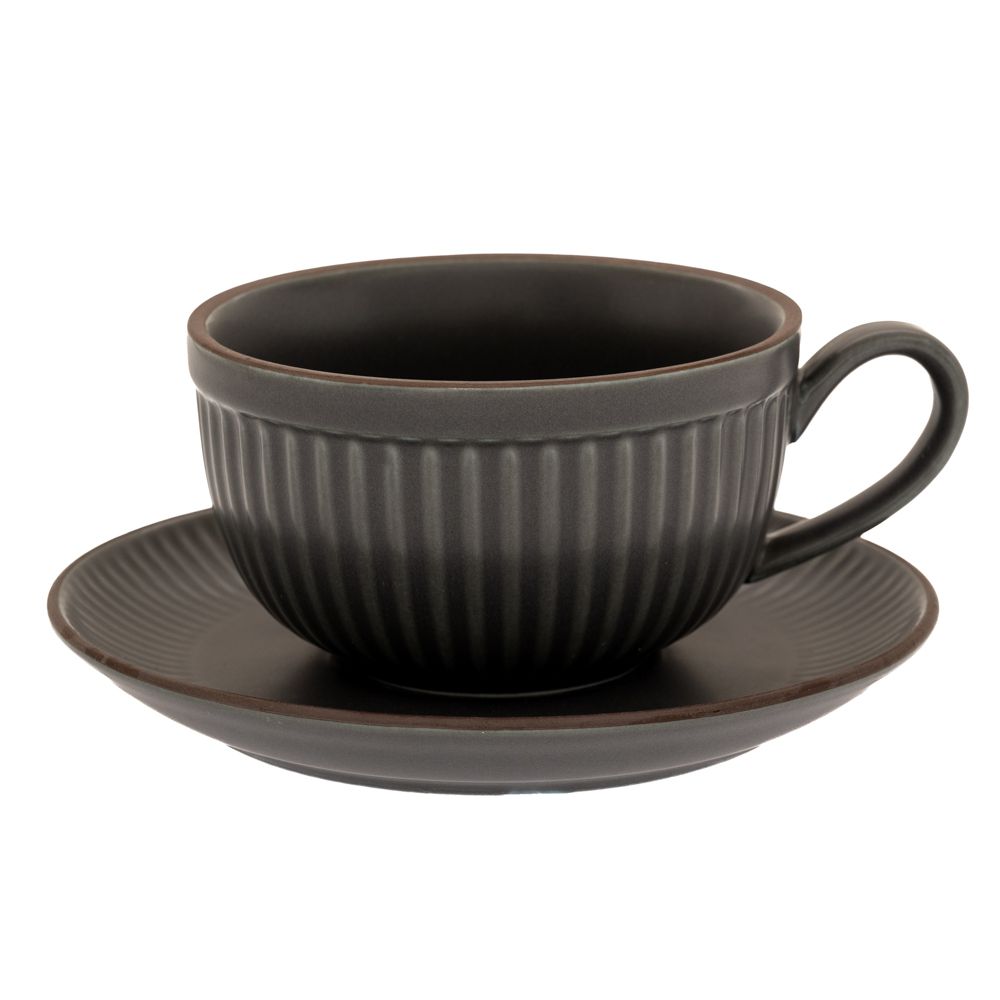 Φλυτζάνι Τσαγιού Με Πιατάκι Κεραμικό Πράσινο 230ml iliadis 88873 (Σετ 2 Τεμάχια) (Υλικό: Κεραμικό, Χρώμα: Γκρι) - Iliadis - il_88873