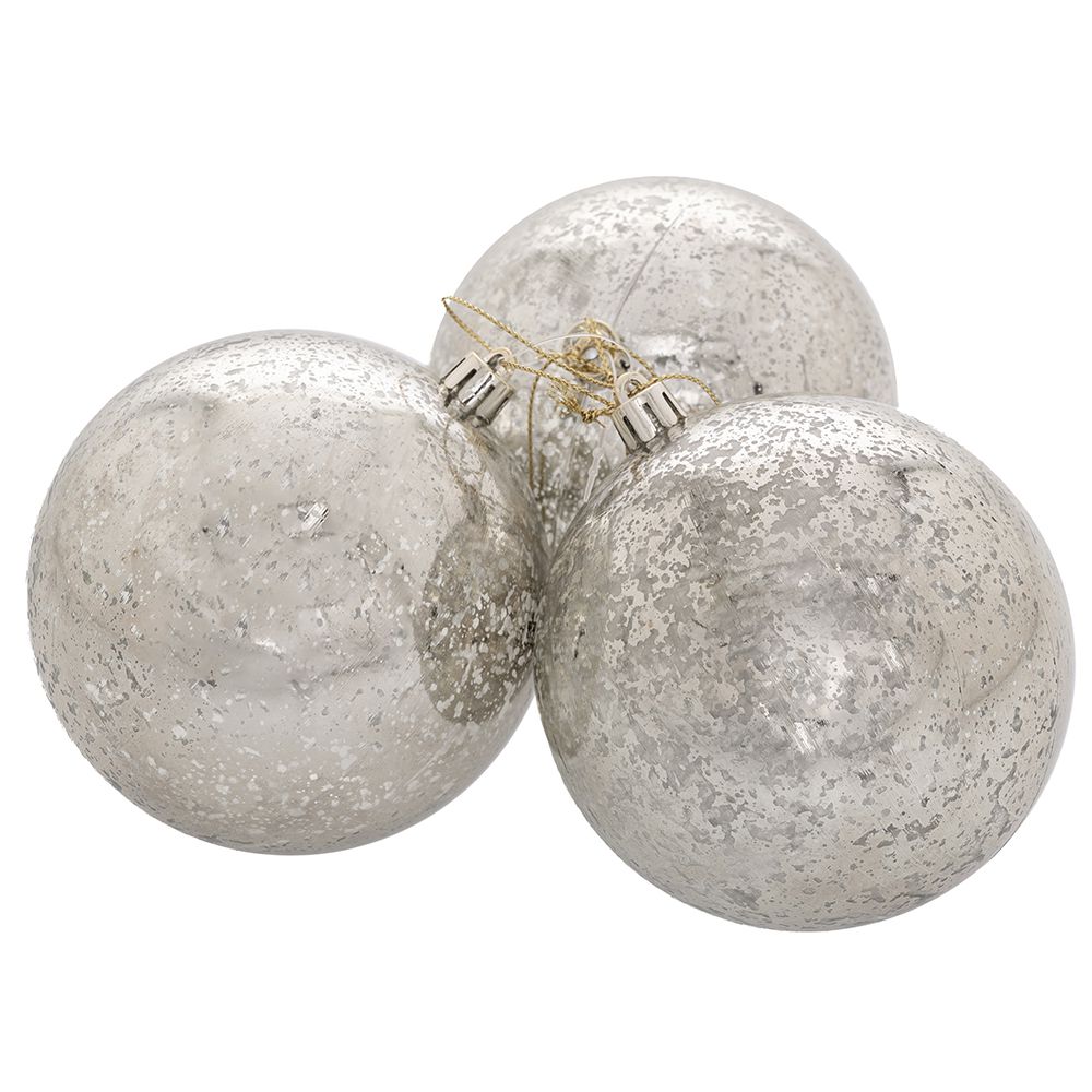 Iliadis - ΣΗΜΑΝΤΙΚΟ: Σε περίπτωση διαφοράς τιμής από το κατάστημα ισχύει παντα και μόνο η τιμή του καταστήματος Χριστουγεννιάτικη Μπάλα Σετ 3τμχ Πλαστική Αντικέ Ασημί