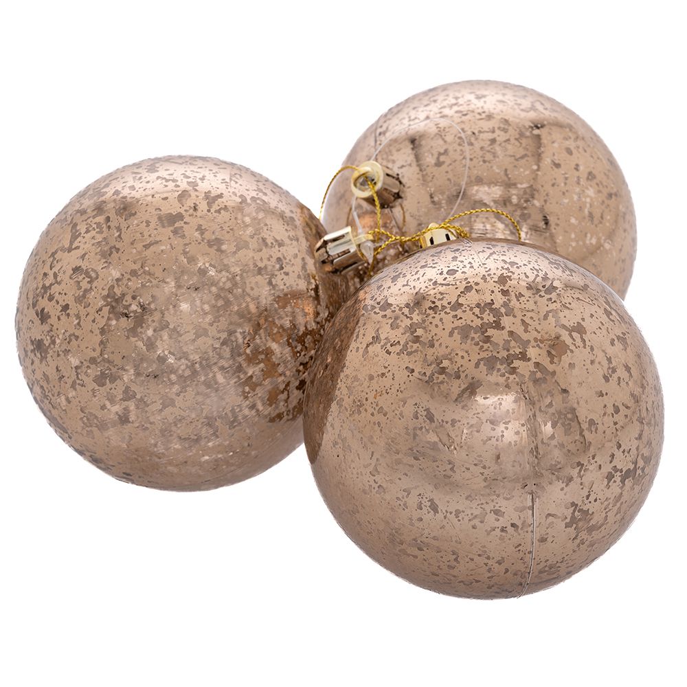 Χριστουγεννιάτικη Μπάλα Σετ 3τμχ Πλαστική Αντικέ Σαμπαν