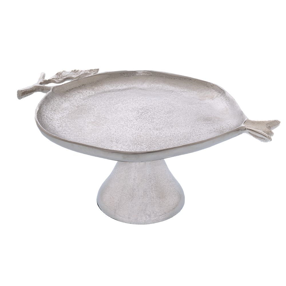 Διακοσμητικός Δίσκος Ρόδι Αλουμινίου Ασημί Φ31x22εκ. il