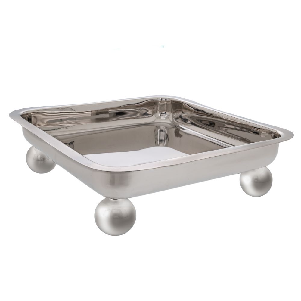 Διακοσμητικός Δίσκος Με Πόδια Μεταλλικός Ασημί 28x28x7εκ. iliadis 86771 (Υλικό: Μεταλλικό, Χρώμα: Ασημί ) - Iliadis - il_86771