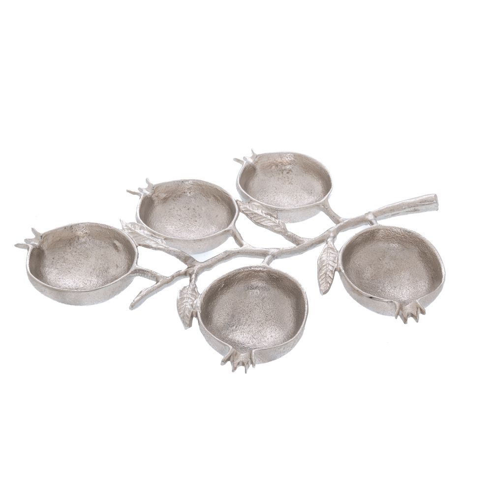 Διακοσμητικά Επιτραπέζια 24home - ΣΗΜΑΝΤΙΚΟ: Σε περίπτωση διαφοράς τιμής από το κατάστημα ισχύει παντα και μόνο η τιμή του καταστήματος Διακοσμητικός Δίσκος Ρόδι Αλουμινίου Ασημί 37x26x4εκ. i