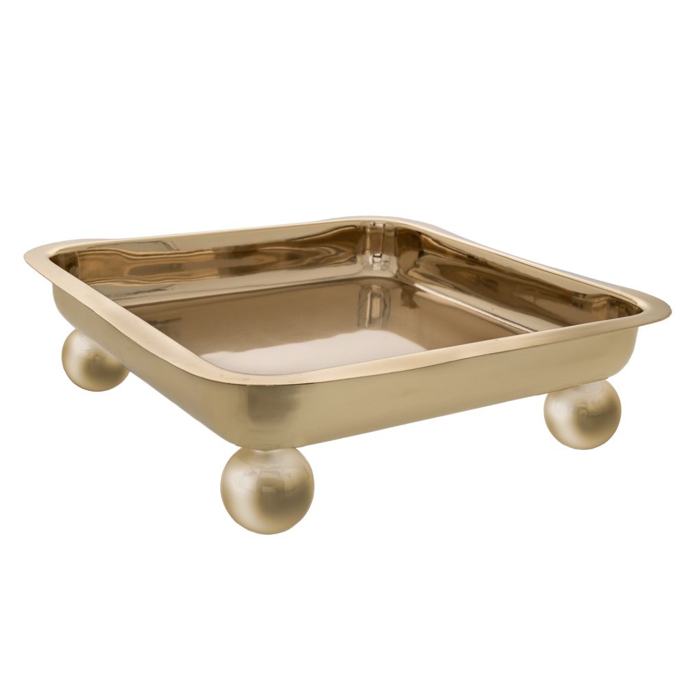 Iliadis - ΣΗΜΑΝΤΙΚΟ: Σε περίπτωση διαφοράς τιμής από το κατάστημα ισχύει παντα και μόνο η τιμή του καταστήματος Διακοσμητικός Δίσκος Με Πόδια Μεταλλικός Χρυσός 28x28x7