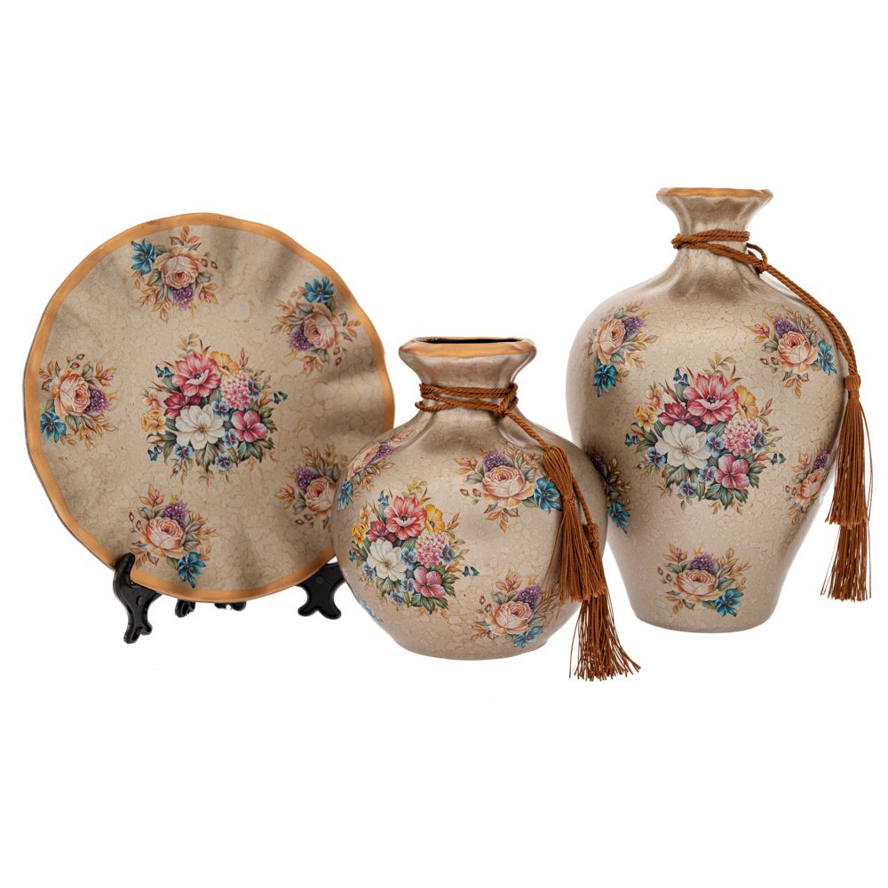 Διακοσμητικά Επιτραπέζια 24home - ΣΗΜΑΝΤΙΚΟ: Σε περίπτωση διαφοράς τιμής από το κατάστημα ισχύει παντα και μόνο η τιμή του καταστήματος Σετ 3τμχ Διακοσμητικά Επιτραπέζια Κεραμικά Ασημί Με Λου