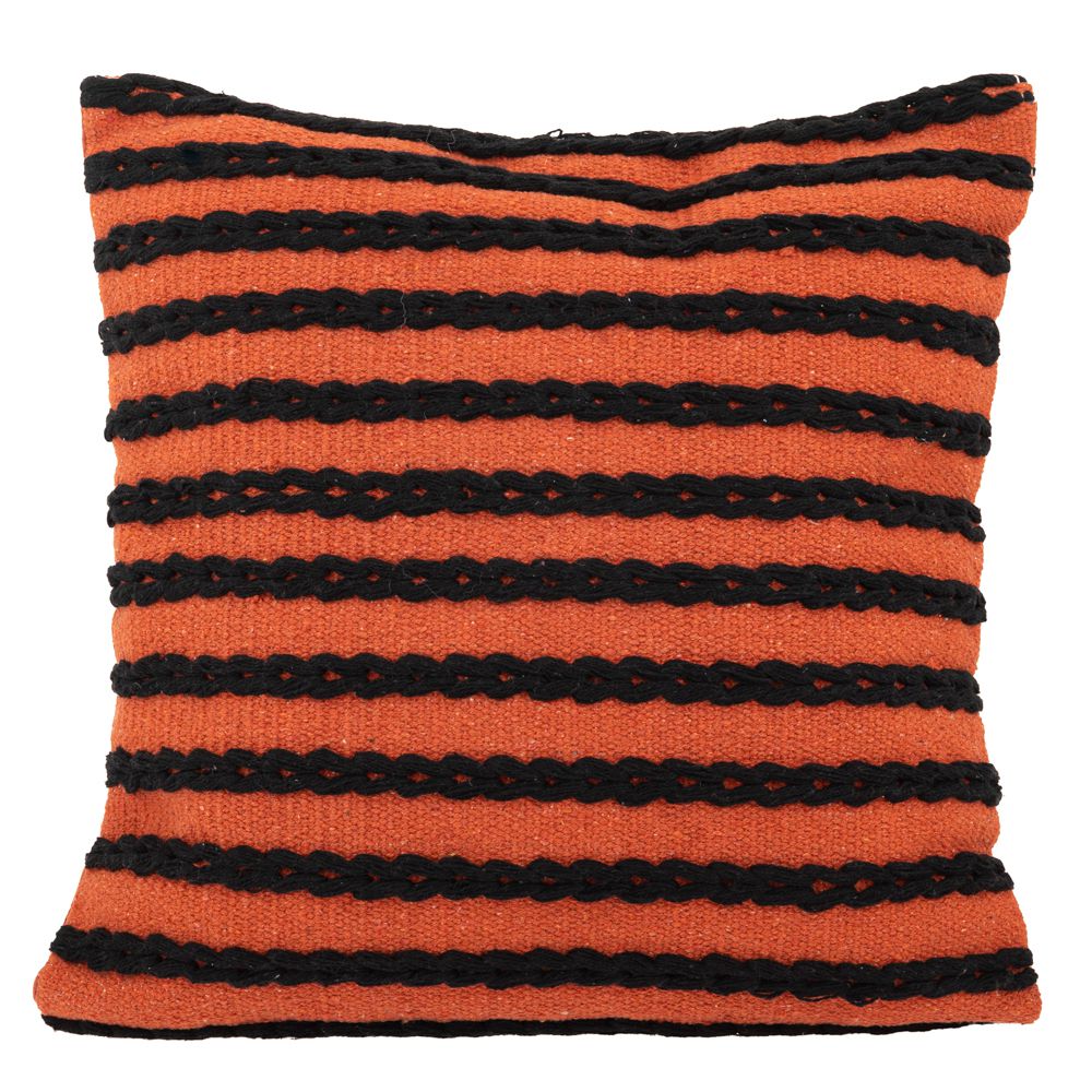 Διακοσμητικά Επιτραπέζια 24home - ΣΗΜΑΝΤΙΚΟ: Σε περίπτωση διαφοράς τιμής από το κατάστημα ισχύει παντα και μόνο η τιμή του καταστήματος Διακοσμητικό Μαξιλάρι Υφασμάτινο Ριγέ Καφέ-Μαύρο 50x50ε