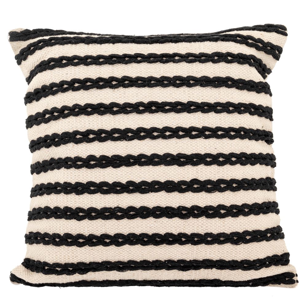 Διακοσμητικά Επιτραπέζια 24home - ΣΗΜΑΝΤΙΚΟ: Σε περίπτωση διαφοράς τιμής από το κατάστημα ισχύει παντα και μόνο η τιμή του καταστήματος Διακοσμητικό Μαξιλάρι Υφασμάτινο Ριγέ Ασπρόμαυρο 50x50ε