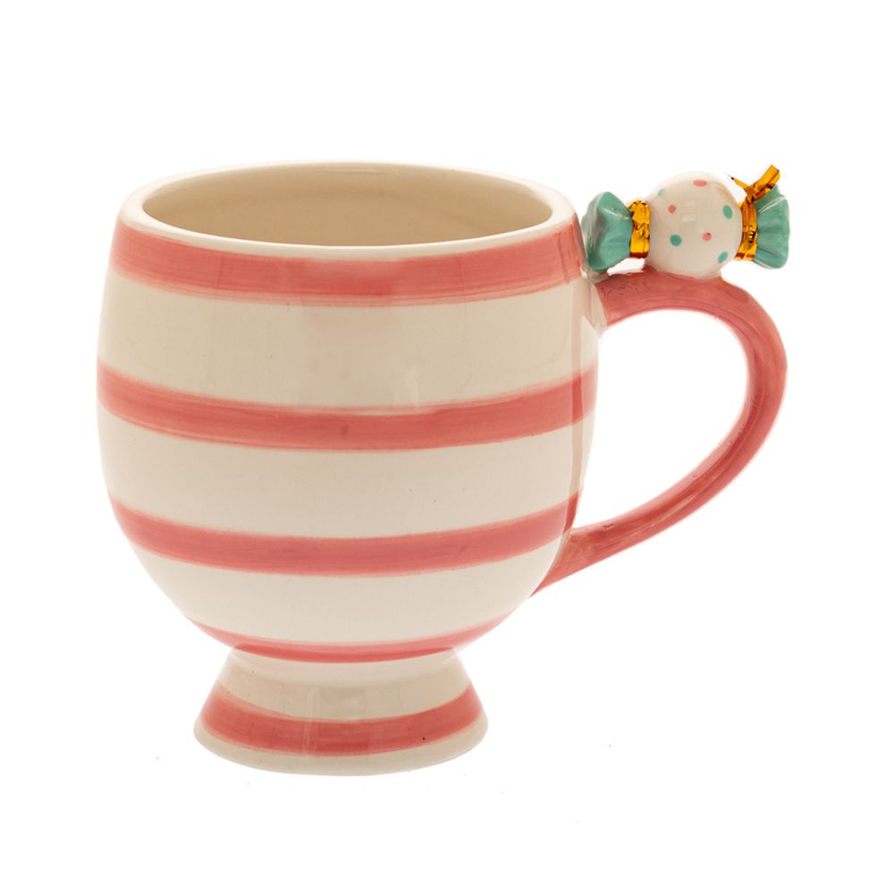 Κούπα Κεραμική Ριγέ Ροζ-Λευκή Με Καραμέλα 13x9x10εκ. iliadis 86911 (Σετ 4 Τεμάχια) (Υλικό: Κεραμικό, Χρώμα: Λευκό) - Iliadis - il_86911