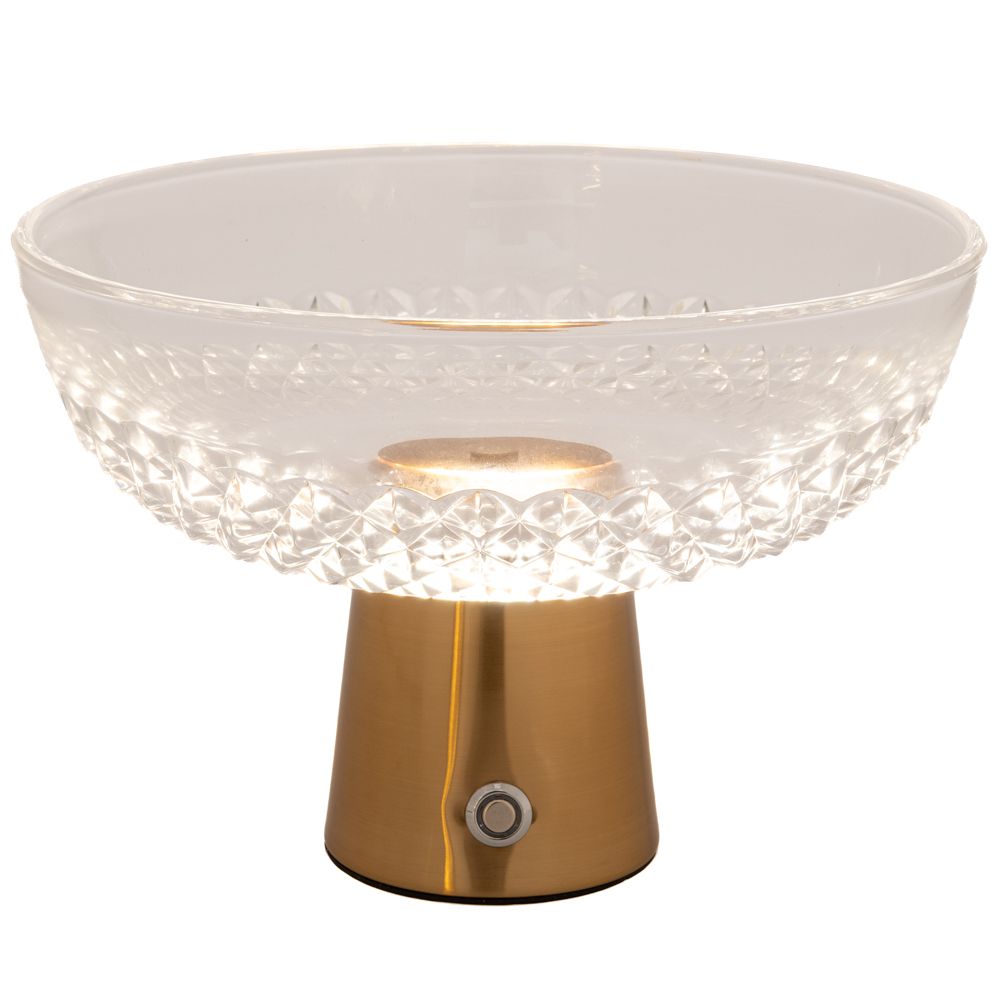 Διακοσμητικά Επιτραπέζια 24home - ΣΗΜΑΝΤΙΚΟ: Σε περίπτωση διαφοράς τιμής από το κατάστημα ισχύει παντα και μόνο η τιμή του καταστήματος Μπωλ Γυάλινο-Μεταλλικό Με Φως Διάφανο-Χρυσό 27x20εκ. il