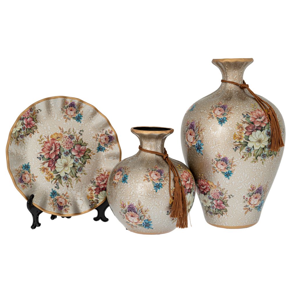 Διακοσμητικά Επιτραπέζια 24home - ΣΗΜΑΝΤΙΚΟ: Σε περίπτωση διαφοράς τιμής από το κατάστημα ισχύει παντα και μόνο η τιμή του καταστήματος Σετ 3τμχ Διακοσμητικά Επιτραπέζια Κεραμικά Με Λουλούδια