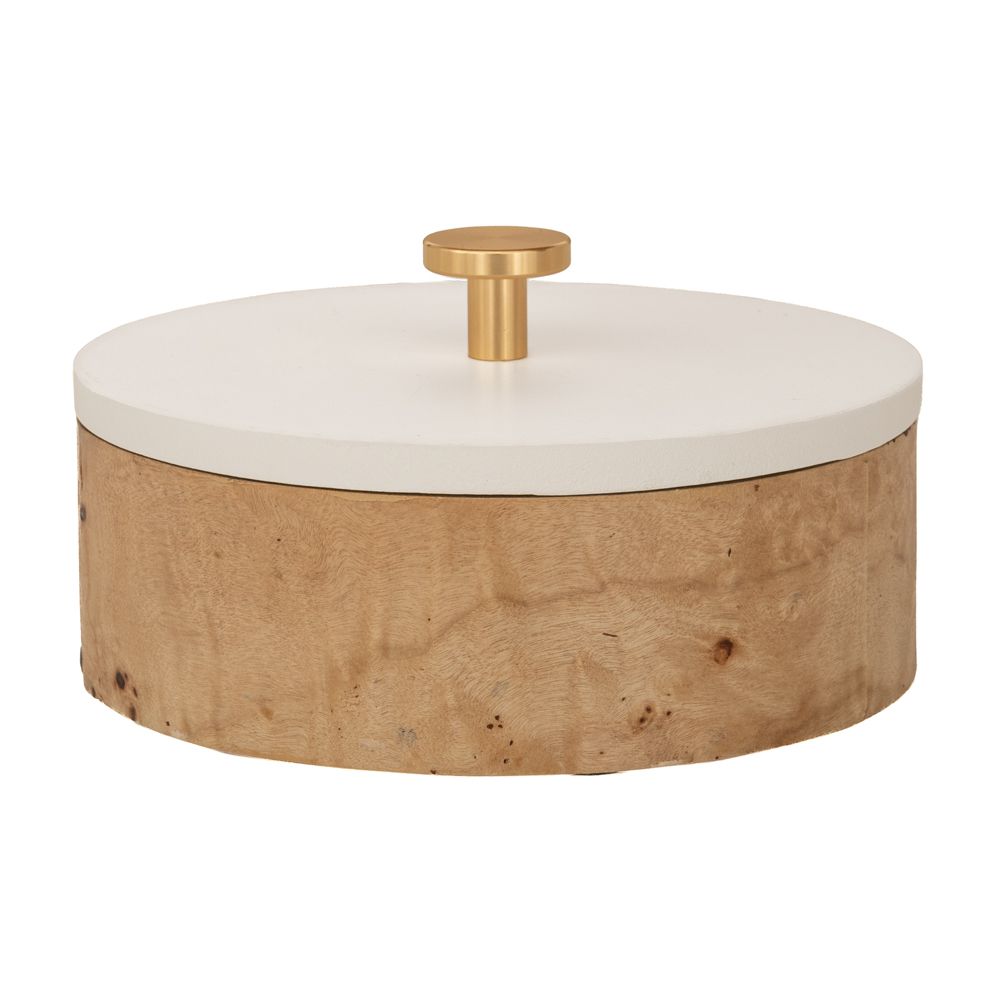 Κουτί Ξύλινο Στρογγυλό Με Λευκό Καπάκι 14x8εκ. iliadis 