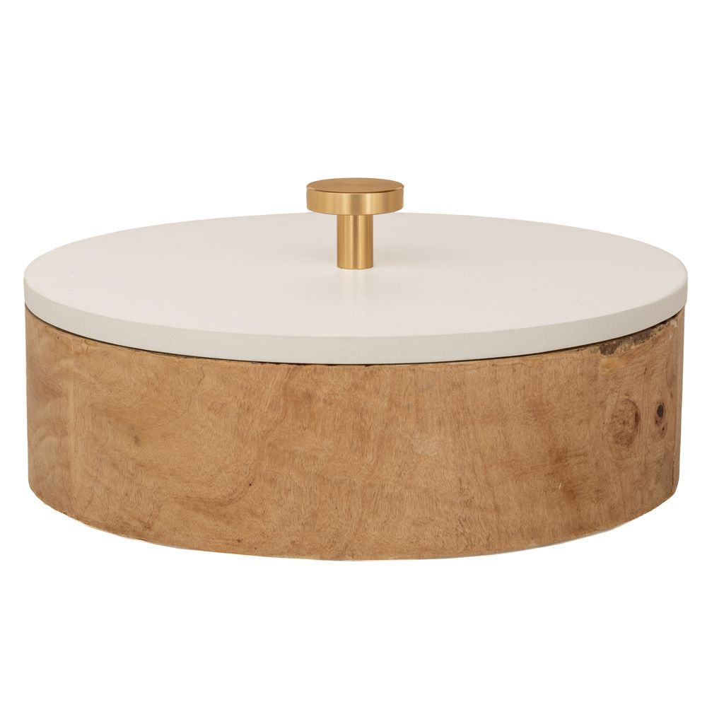 Κουτί Ξύλινο Στρογγυλό Με Λευκό Καπάκι 20x9,5εκ. iliadi