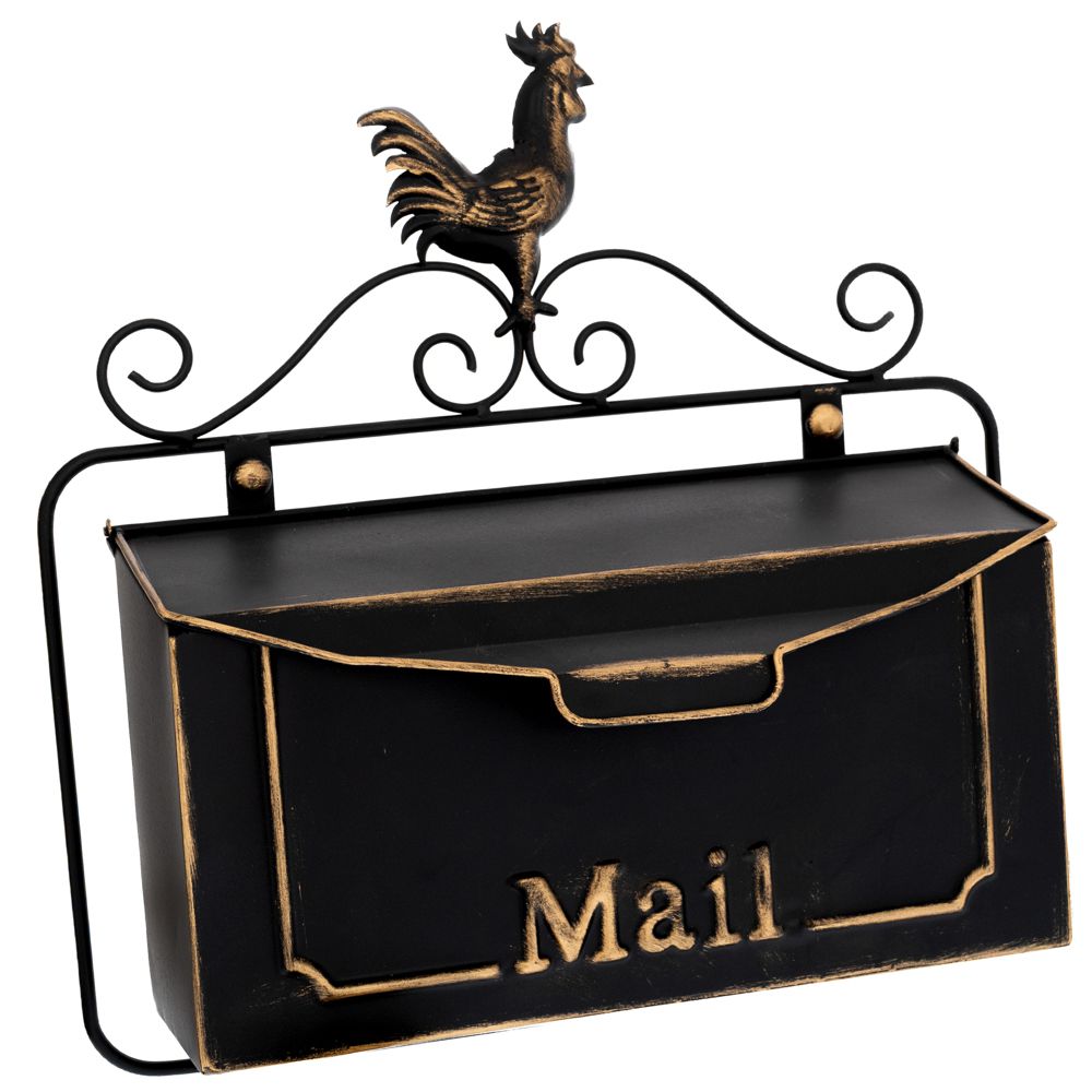 Διακοσμητικά Επιτραπέζια 24home - ΣΗΜΑΝΤΙΚΟ: Σε περίπτωση διαφοράς τιμής από το κατάστημα ισχύει παντα και μόνο η τιμή του καταστήματος Γραμματοκιβώτιο Τοίχου Μεταλλικό Μαύρο-Χρυσό 33x33x13εκ