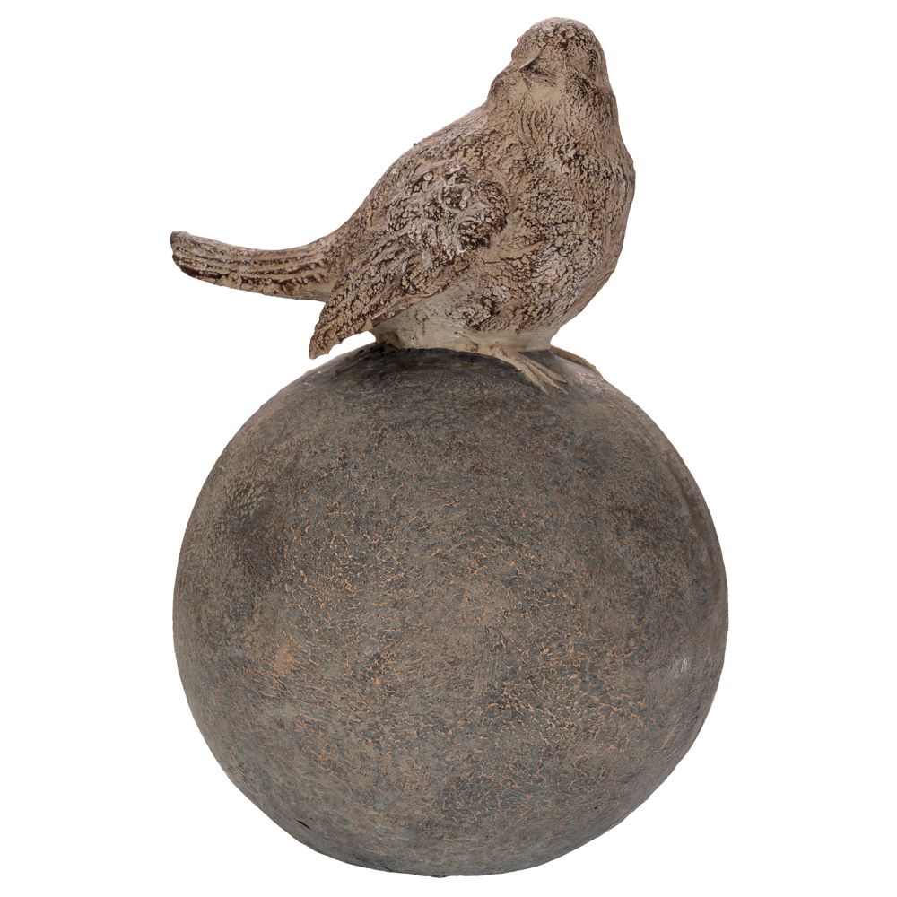 Διακοσμητικό Πουλάκι Κεραμικό Σε Μπάλα Γκρι 16x17x24εκ.