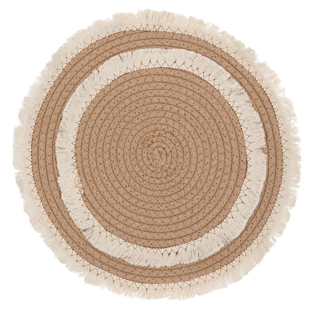 Iliadis Σουπλά Ψάθινο Boho Λευκό-Μπεζ Φ35εκ. iliadis 90099 (Σετ 4 Τεμάχια) (Υλικό: Ψάθινο, Χρώμα: Λευκό) - Iliadis - il_90099